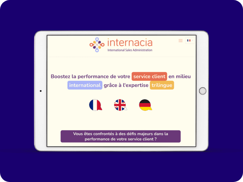 Site Vitrine Internacia Version Tablette